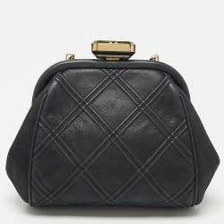 Chanel Black Quilted Shimmering Leather Timeless Chain Clutch