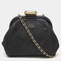 Chanel Black Quilted Shimmering Leather Timeless Chain Clutch