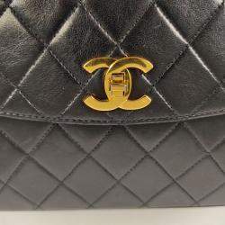 Pre Owned Chanel Classic Timeless in Black Matelassé leather shoulder bag