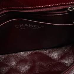 Pre Owned Chanel Red Quilted Patent Leather Mini Square Classic Flap Bag