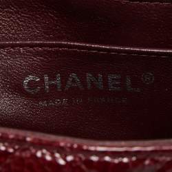 Pre Owned Chanel Red Quilted Patent Leather Mini Square Classic Flap Bag