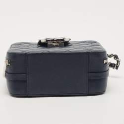 Pre Owned Chanel Navy Blue Quilted Leather Mini CC Box Camera Bag