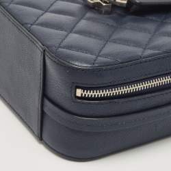 Pre Owned Chanel Navy Blue Quilted Leather Mini CC Box Camera Bag