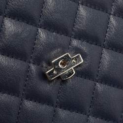Pre Owned Chanel Navy Blue Quilted Leather Mini CC Box Camera Bag