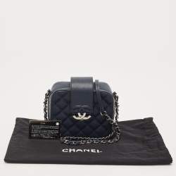 Pre Owned Chanel Navy Blue Quilted Leather Mini CC Box Camera Bag