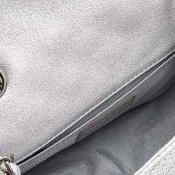 Pre Owned Chanel Silver Perforated Quilted Leather Mini CC Square Flap Bag 