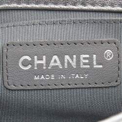 Pre Owned Chanel Silver Perforated Quilted Leather Mini CC Square Flap Bag 
