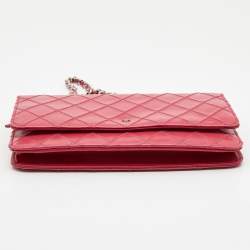 Pre Owned Chanel Pink Quilted Leather WOC Bag