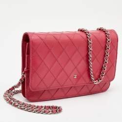 Pre Owned Chanel Pink Quilted Leather WOC Bag