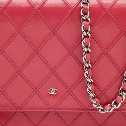 Pre Owned Chanel Pink Quilted Leather WOC Bag