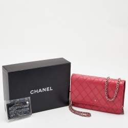 Pre Owned Chanel Pink Quilted Leather WOC Bag