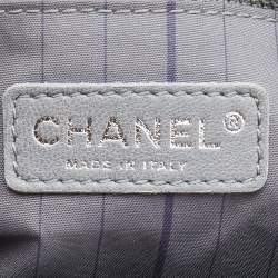 Chanel Grey Leather Studded CC Accordion Bag