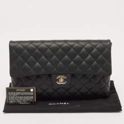 Chanel Black Quilted Caviar Leather CC Flap Clutch