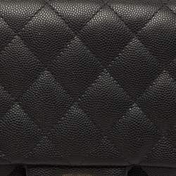 Chanel Black Quilted Caviar Leather CC Flap Clutch