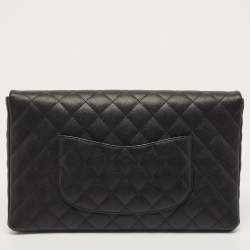 Chanel Black Quilted Caviar Leather CC Flap Clutch