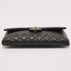 Chanel Black Quilted Caviar Leather CC Flap Clutch