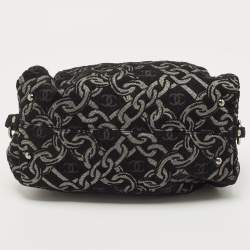 Chanel Black/Silver Chain Link Print Fabric CC Satchel