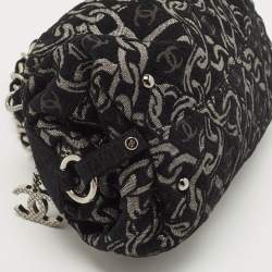 Chanel Black/Silver Chain Link Print Fabric CC Satchel