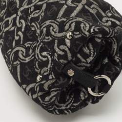 Chanel Black/Silver Chain Link Print Fabric CC Satchel