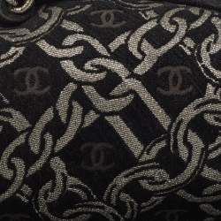 Chanel Black/Silver Chain Link Print Fabric CC Satchel