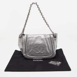 Chanel Silver Leather Luxe Ligne Accordion Flap Bag