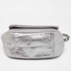 Chanel Silver Leather Luxe Ligne Accordion Flap Bag