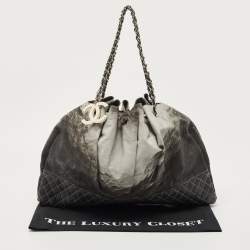 Pre Owned Chanel Black/Grey Quilted Patent Leather Melrose Degrade Cabas Tote
