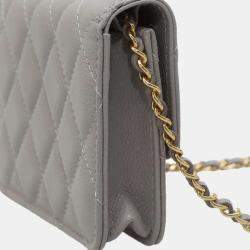 Chanel Grey Leather Mini CC Wallet on Chain