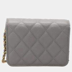 Chanel Grey Leather Mini CC Wallet on Chain