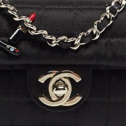 Chanel Black Choco Quilted Satin Extra Mini Lipstick Charm Bag