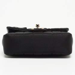 Chanel Black Choco Quilted Satin Extra Mini Lipstick Charm Bag