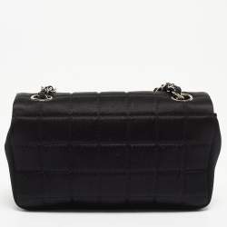 Chanel Black Choco Quilted Satin Extra Mini Lipstick Charm Bag