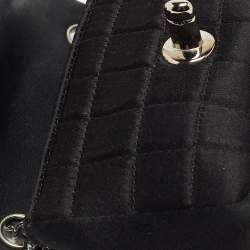 Chanel Black Choco Quilted Satin Extra Mini Lipstick Charm Bag