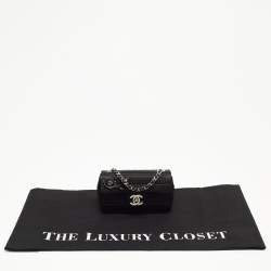 Chanel Black Choco Quilted Satin Extra Mini Lipstick Charm Bag