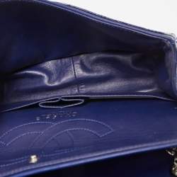 Pre Owned Chanel Blue Quilted Patent Leather Reissue 2.55 Classic 226 Flap Bag