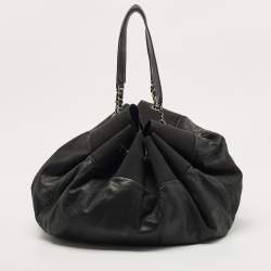 Pre Owned Chanel Black Iridescent Leather and Fabric CC Coco Cabas Hobo
