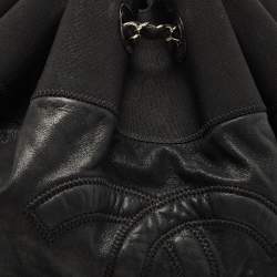 Pre Owned Chanel Black Iridescent Leather and Fabric CC Coco Cabas Hobo
