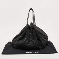 Pre Owned Chanel Black Iridescent Leather and Fabric CC Coco Cabas Hobo