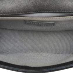 Pre Owned Chanel Silver Medium Perforated Lambskin Boy Flap