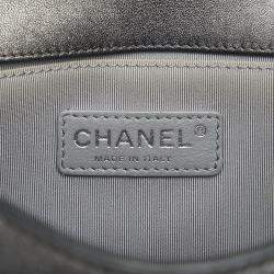 Pre Owned Chanel Silver Medium Perforated Lambskin Boy Flap