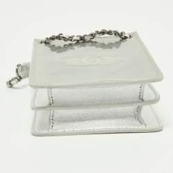 Pre Owned Chanel Silver Patent and Leather CC Phone Holder Crossbody Bag