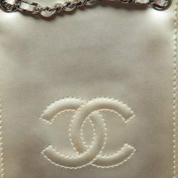 Pre Owned Chanel Silver Patent and Leather CC Phone Holder Crossbody Bag