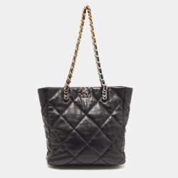 Chanel Black Patent Strass Crystal Bon Bon Logo Tote at 1stDibs