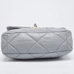 Chanel Grey Quilted Leather Large 19 Flap Bag