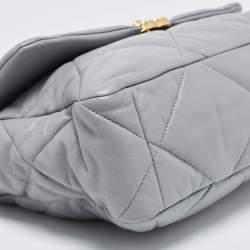 Chanel Grey Quilted Leather Large 19 Flap Bag