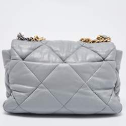 Chanel Grey Quilted Leather Large 19 Flap Bag