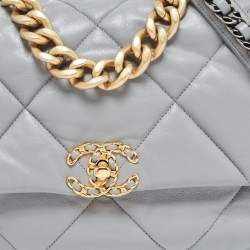 Chanel Grey Quilted Leather Large 19 Flap Bag