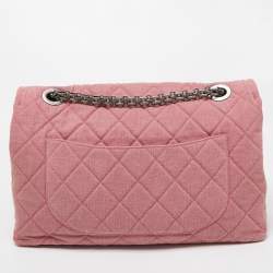 Pre Owned Chanel Pink Quilted Canvas XXL Reissue 2.55 Flap Bag