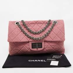 Pre Owned Chanel Pink Quilted Canvas XXL Reissue 2.55 Flap Bag