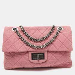 Chanel Pink Quilted Canvas XXL Reissue 2.55 Flap Bag Chanel